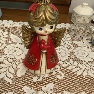 Holt Howard Vintage Angel Figurine with Red Coat